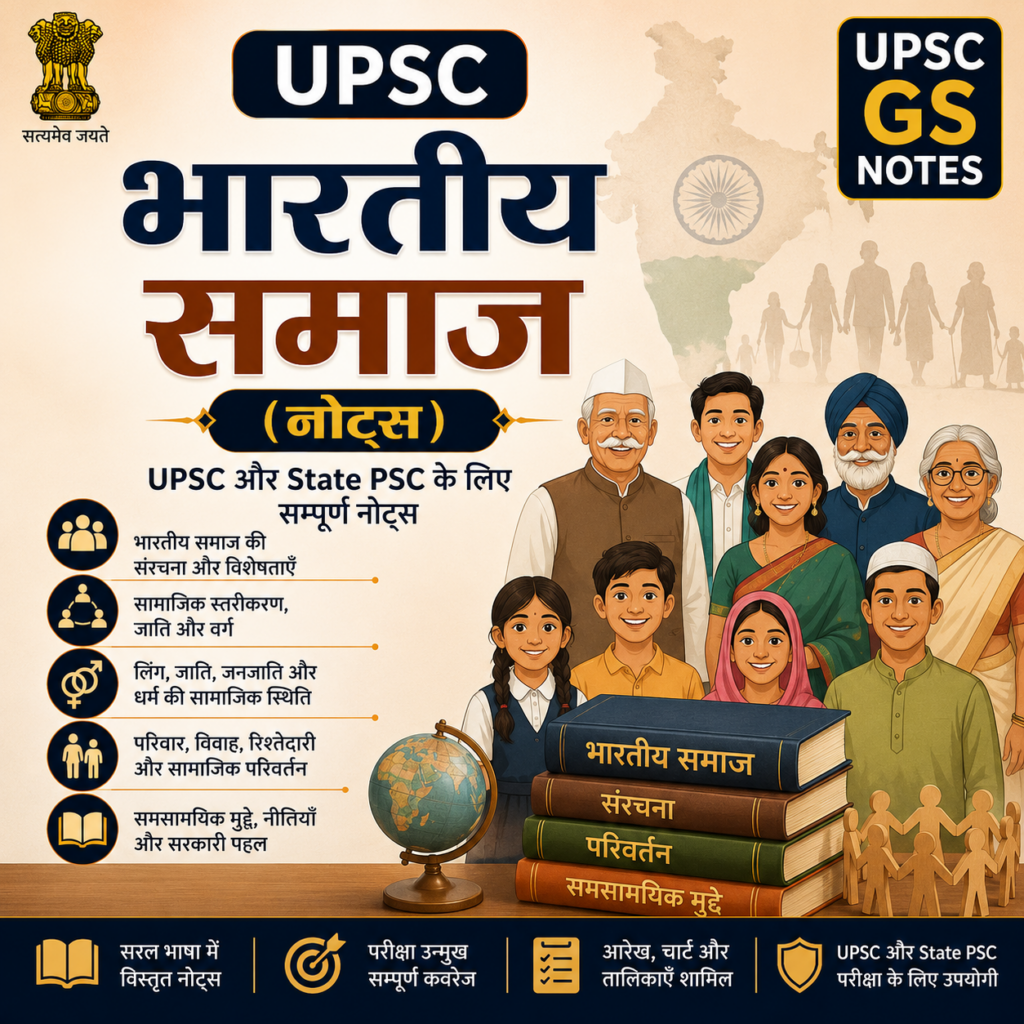 Indian Society Complete Notes in Hindi for UPSC and State PSC | भारतीय समाज नोट्स (हिंदी) पीडीएफ